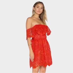 LOVERS & FRIENDS Dream Vacay Mini Lace Dress from Revolve Red Size M